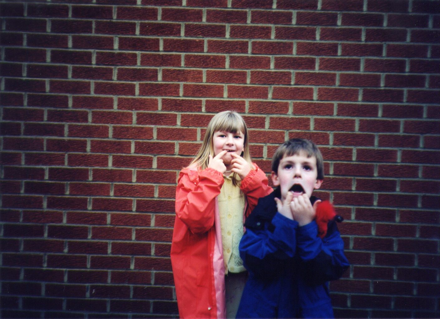 A photo of some Mark's family pulling funny faces